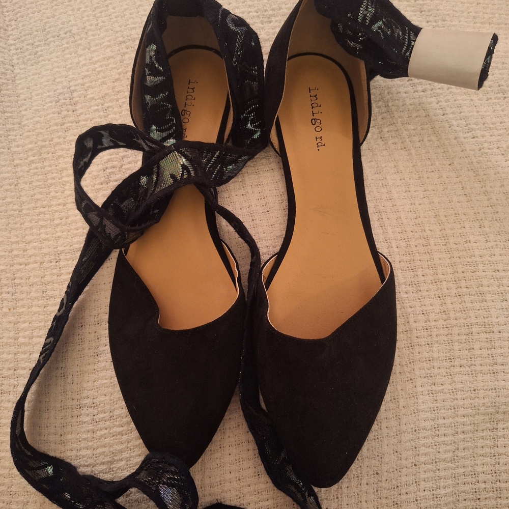 Indigo Black Lace-Up Heels